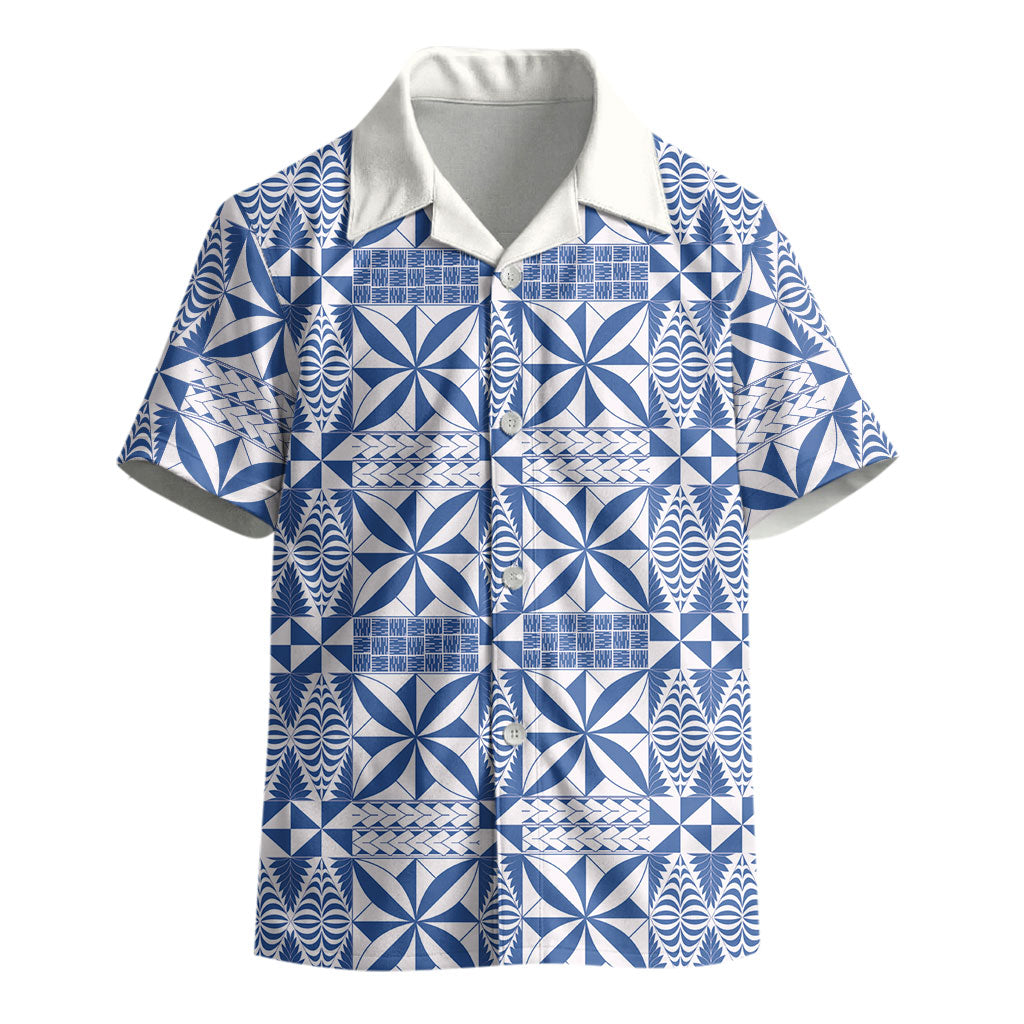 Blue Ngatu Pattern Malo e Lelei Tonga Kid Hawaiian Shirt LT14 - Polynesian Pride