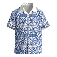 Blue Ngatu Pattern Malo e Lelei Tonga Kid Hawaiian Shirt LT14 - Polynesian Pride