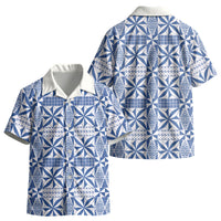 Blue Ngatu Pattern Malo e Lelei Tonga Kid Hawaiian Shirt LT14 - Polynesian Pride