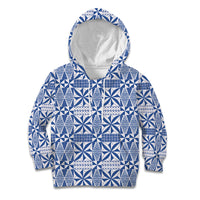 Blue Ngatu Pattern Malo e Lelei Tonga Kid Hoodie LT14 Hoodie Blue - Polynesian Pride