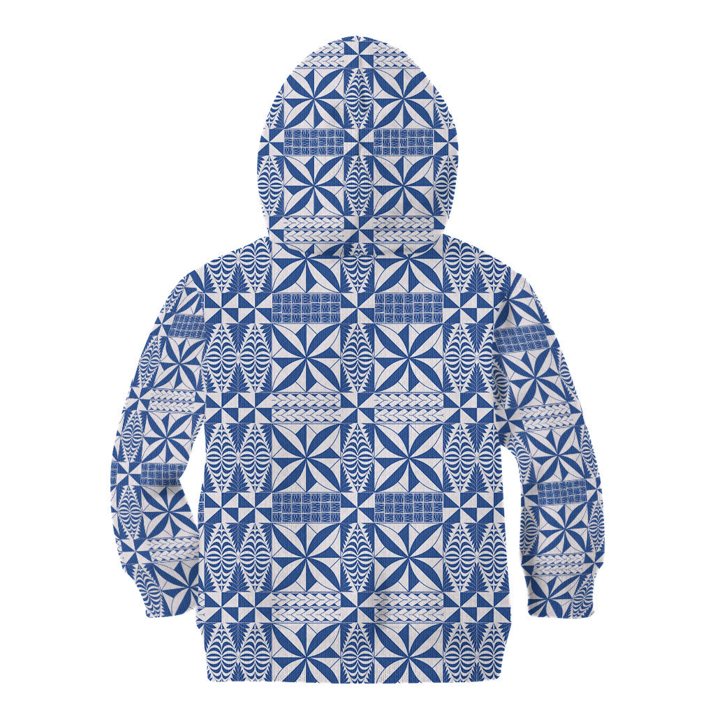 Blue Ngatu Pattern Malo e Lelei Tonga Kid Hoodie LT14 - Polynesian Pride