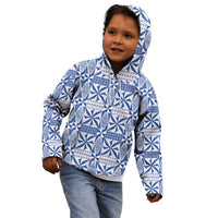 Blue Ngatu Pattern Malo e Lelei Tonga Kid Hoodie LT14 - Polynesian Pride