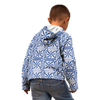 Blue Ngatu Pattern Malo e Lelei Tonga Kid Hoodie LT14 - Polynesian Pride