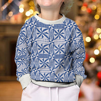 Blue Ngatu Pattern Malo e Lelei Tonga Kid Ugly Christmas Sweater