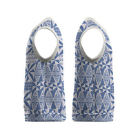 Blue Ngatu Pattern Malo e Lelei Tonga Christmas Knitted V-Neck Vest