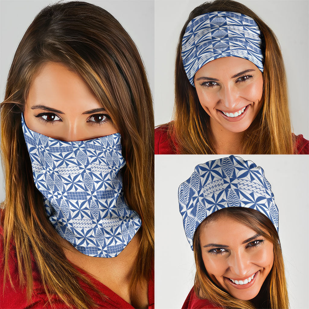 Blue Ngatu Pattern Malo e Lelei Tonga Neck Gaiter LT14 - Polynesian Pride