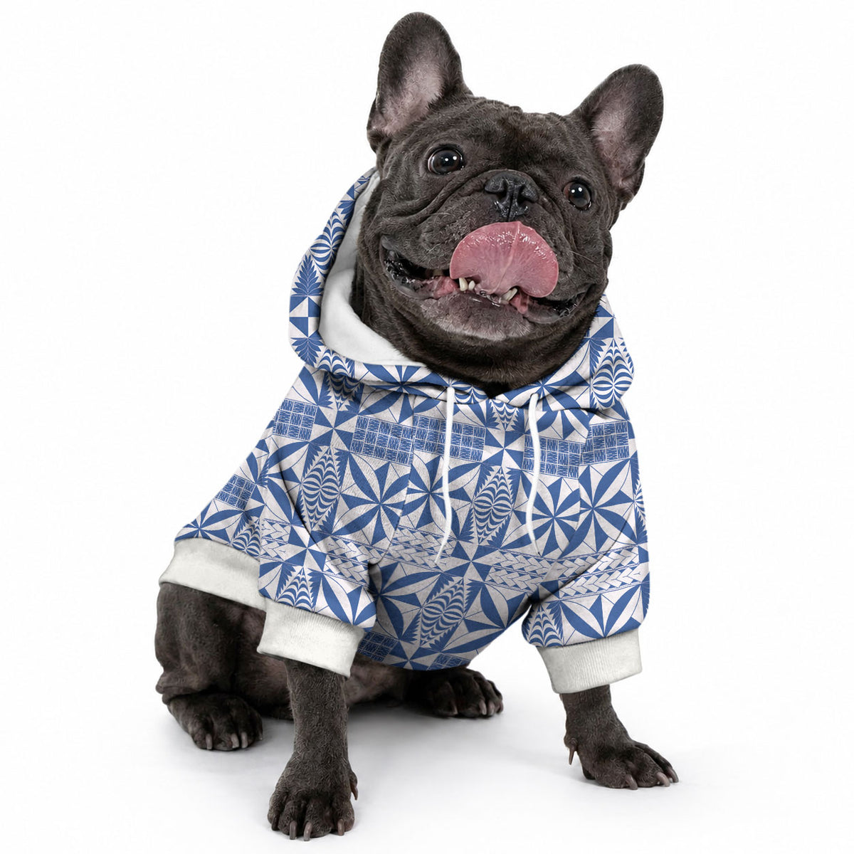 Blue Ngatu Pattern Malo e Lelei Tonga Pet Hoodie LT14 - Polynesian Pride