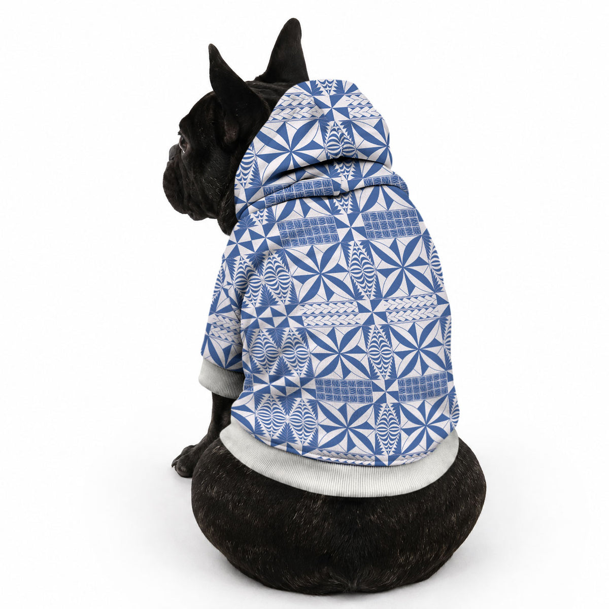 Blue Ngatu Pattern Malo e Lelei Tonga Pet Hoodie LT14 - Polynesian Pride