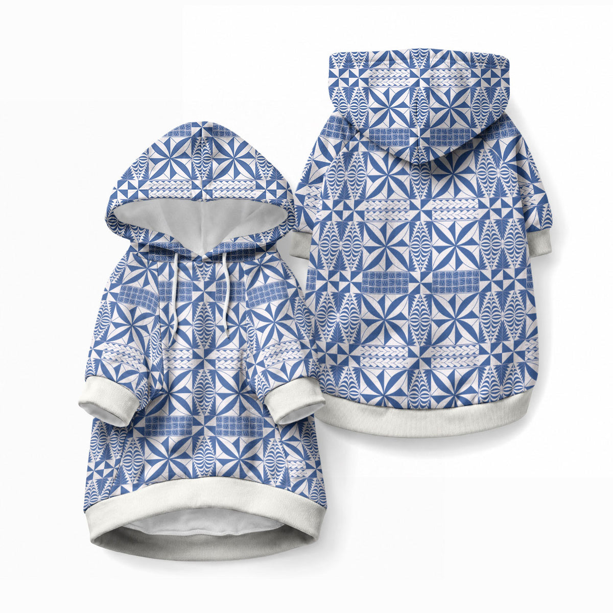 Blue Ngatu Pattern Malo e Lelei Tonga Pet Hoodie LT14 Pullover Blue - Polynesian Pride