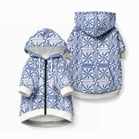 Blue Ngatu Pattern Malo e Lelei Tonga Pet Hoodie LT14 Zip-up Blue - Polynesian Pride