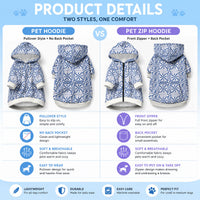 Blue Ngatu Pattern Malo e Lelei Tonga Pet Hoodie LT14 - Polynesian Pride