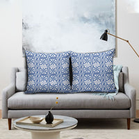 Blue Ngatu Pattern Malo e Lelei Tonga Pillow Cover LT14 - Polynesian Pride