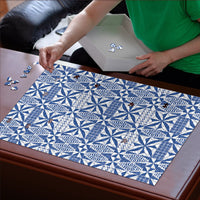 Blue Ngatu Pattern Malo e Lelei Tonga Puzzle LT14 - Polynesian Pride
