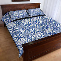 Blue Ngatu Pattern Malo e Lelei Tonga Quilt Bed Set LT14 - Polynesian Pride