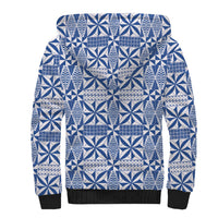 Blue Ngatu Pattern Malo e Lelei Tonga Sherpa Hoodie LT14 - Polynesian Pride