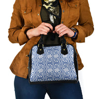 Blue Ngatu Pattern Malo e Lelei Tonga Shoulder Handbag LT14 - Polynesian Pride