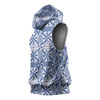 Blue Ngatu Pattern Malo e Lelei Tonga Sleeveless Hoodie LT14 - Polynesian Pride