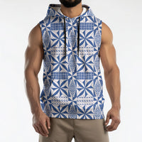 Blue Ngatu Pattern Malo e Lelei Tonga Sleeveless Hoodie LT14 - Polynesian Pride