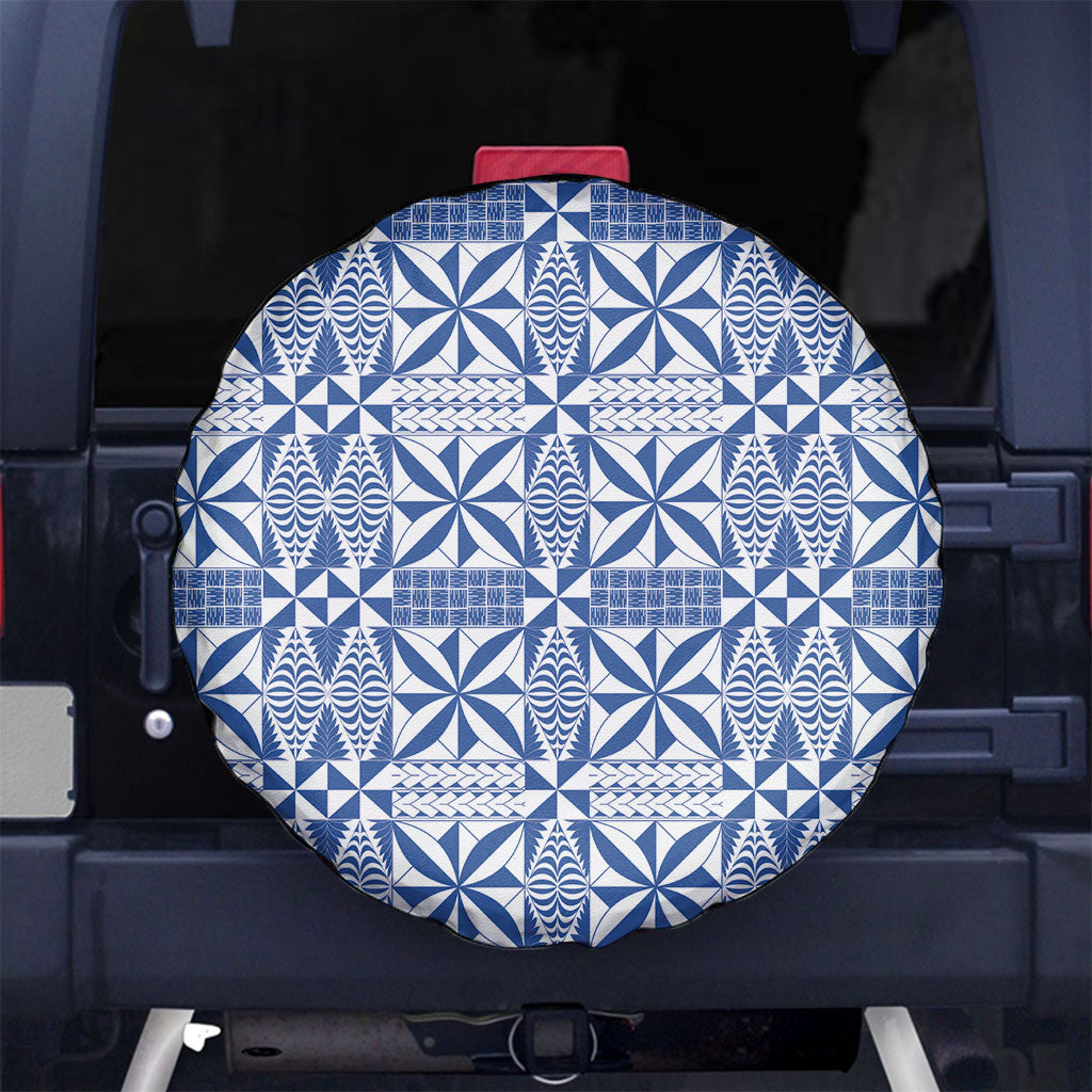 Blue Ngatu Pattern Malo e Lelei Tonga Spare Tire Cover LT14 No hole Blue - Polynesian Pride
