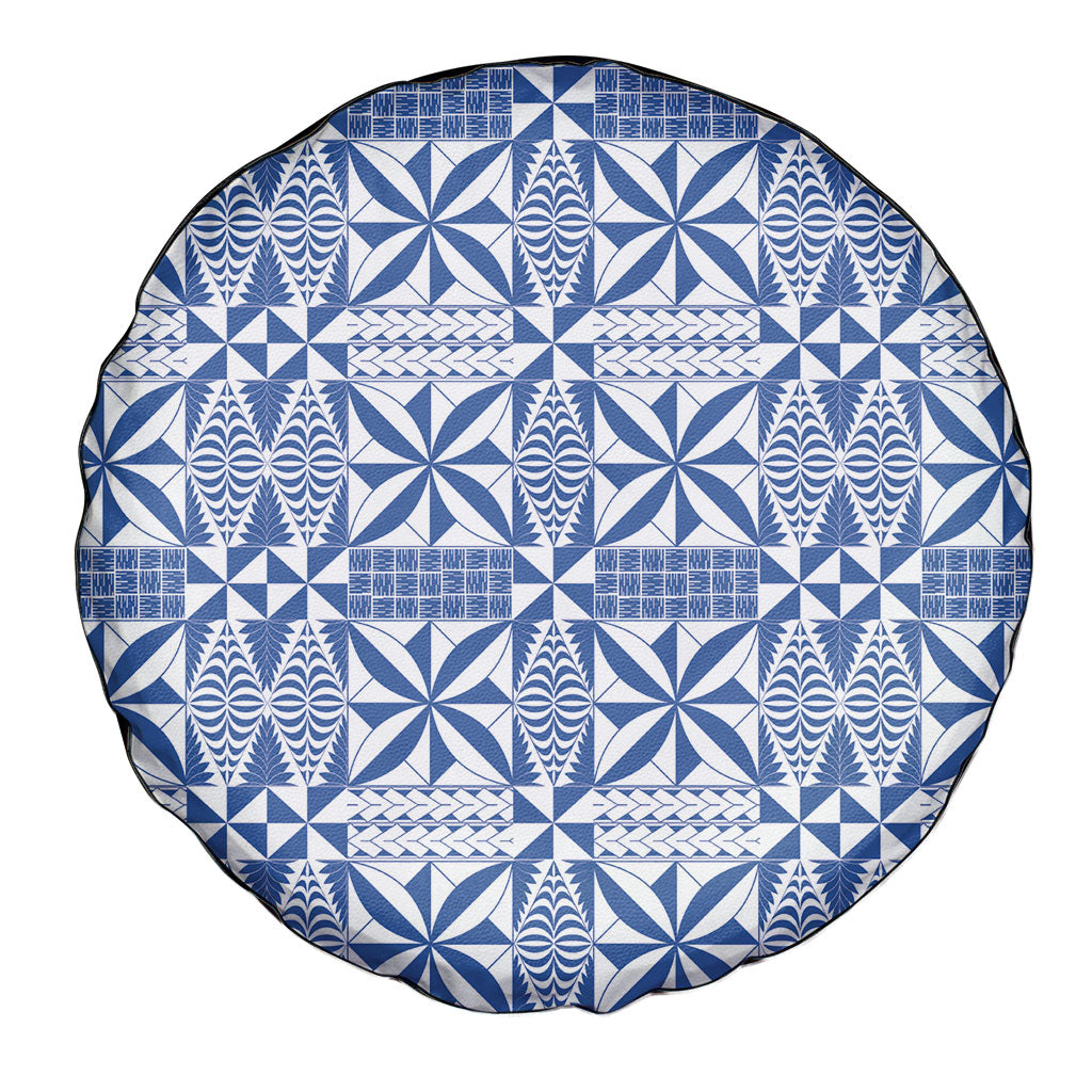 Blue Ngatu Pattern Malo e Lelei Tonga Spare Tire Cover LT14 - Polynesian Pride