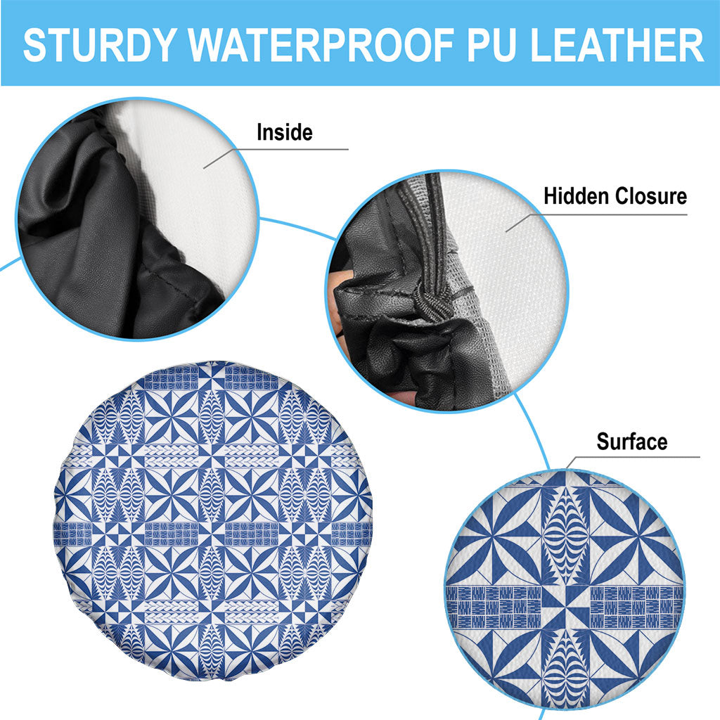 Blue Ngatu Pattern Malo e Lelei Tonga Spare Tire Cover LT14 - Polynesian Pride