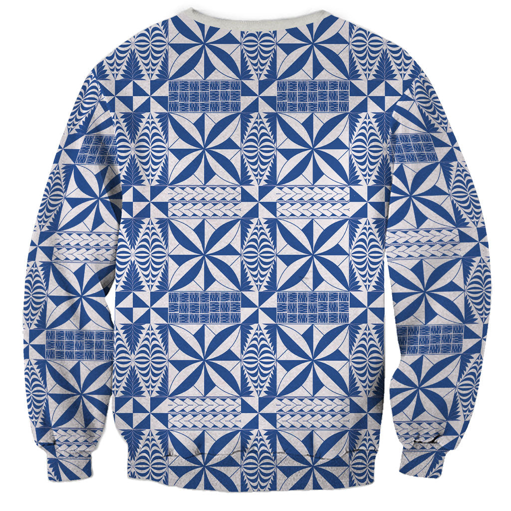 Blue Ngatu Pattern Malo e Lelei Tonga Sweatshirt LT14 - Polynesian Pride