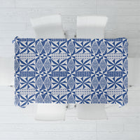 Blue Ngatu Pattern Malo e Lelei Tonga Tablecloth LT14 Blue - Polynesian Pride