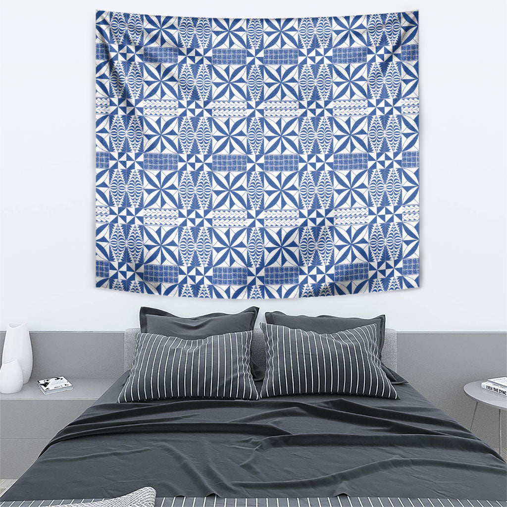 Blue Ngatu Pattern Malo e Lelei Tonga Tapestry LT14 - Polynesian Pride
