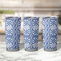 Blue Ngatu Pattern Malo e Lelei Tonga Tumbler Cup LT14 - Polynesian Pride
