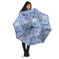 Blue Ngatu Pattern Malo e Lelei Tonga Umbrella LT14 - Polynesian Pride