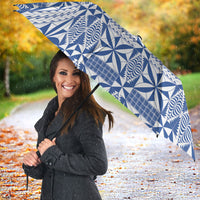 Blue Ngatu Pattern Malo e Lelei Tonga Umbrella LT14 - Polynesian Pride