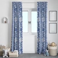 Blue Ngatu Pattern Malo e Lelei Tonga Window Curtain LT14 - Polynesian Pride