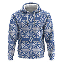 Blue Ngatu Pattern Malo e Lelei Tonga Zip Hoodie LT14 Pullover Hoodie Blue - Polynesian Pride