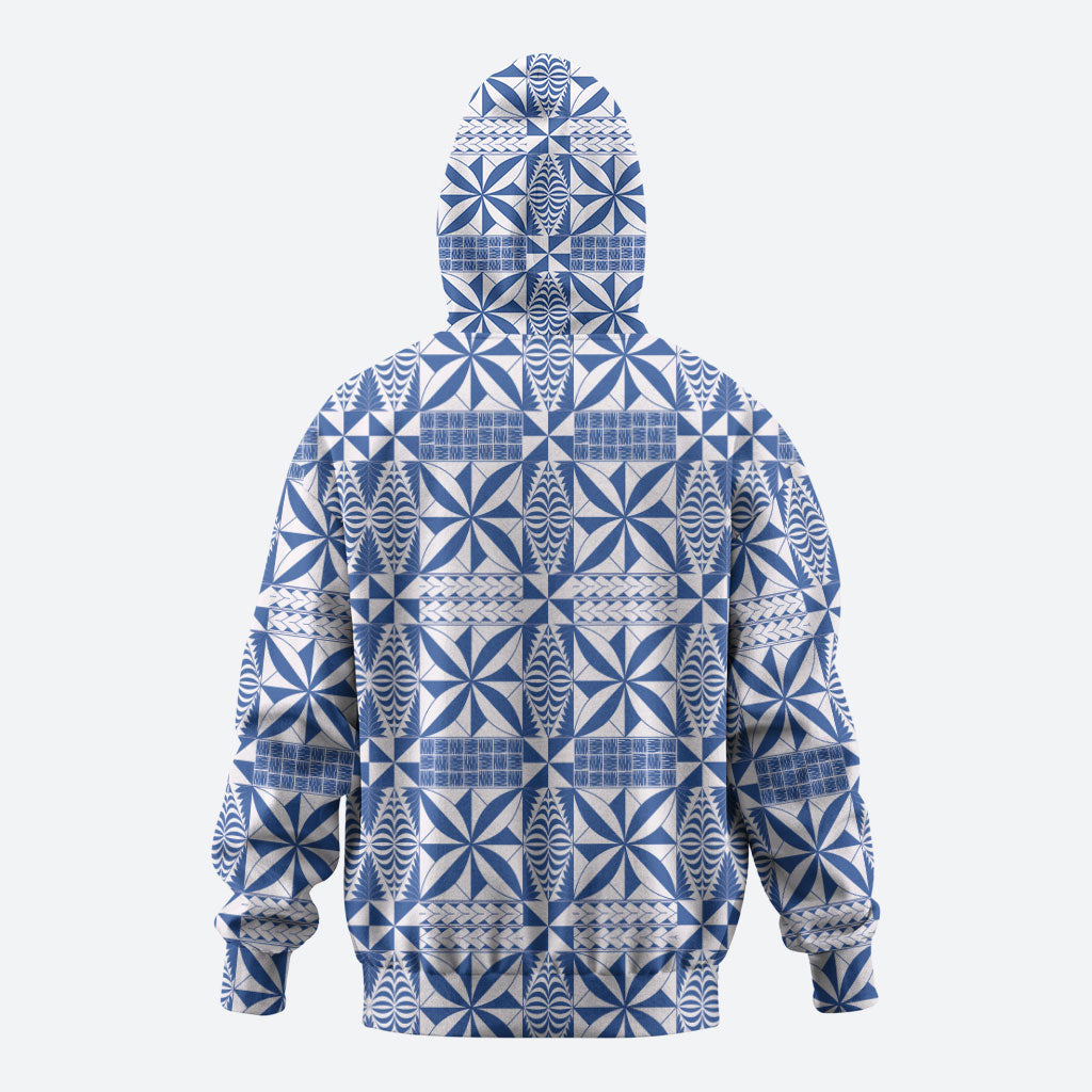 Blue Ngatu Pattern Malo e Lelei Tonga Zip Hoodie LT14 - Polynesian Pride