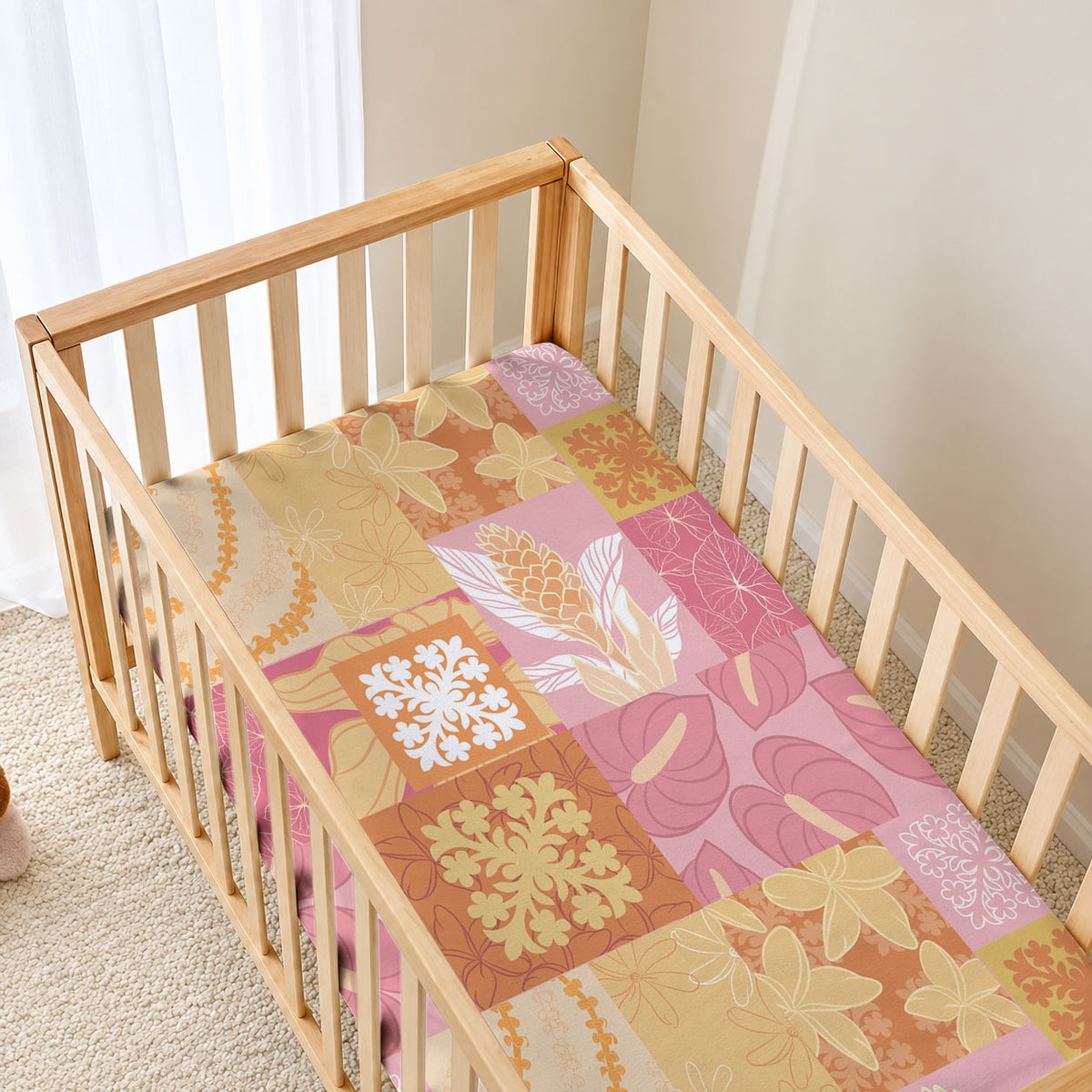 Aloha Hawaii Quilt Floral Patchwork Style Baby Bed Cover