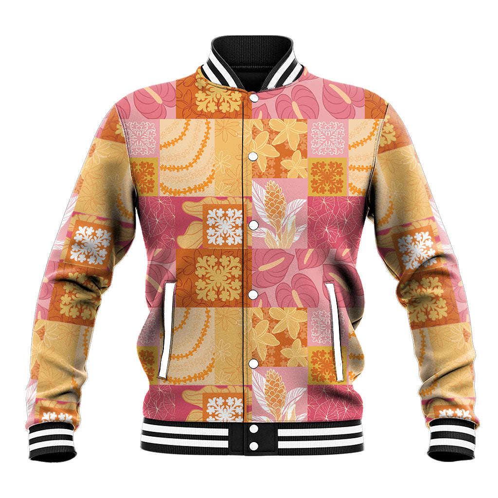 Aloha Hawaii Quilt Floral Patchwork Style Baseball Jacket
