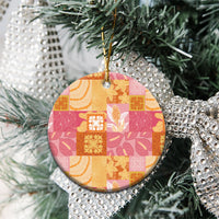 Aloha Hawaii Quilt Floral Patchwork Style Ceramic Ornament