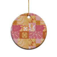 Aloha Hawaii Quilt Floral Patchwork Style Ceramic Ornament