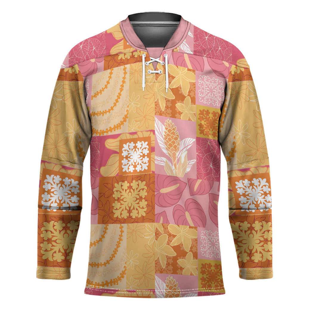 Aloha Hawaii Quilt Floral Patchwork Style Hockey Jersey