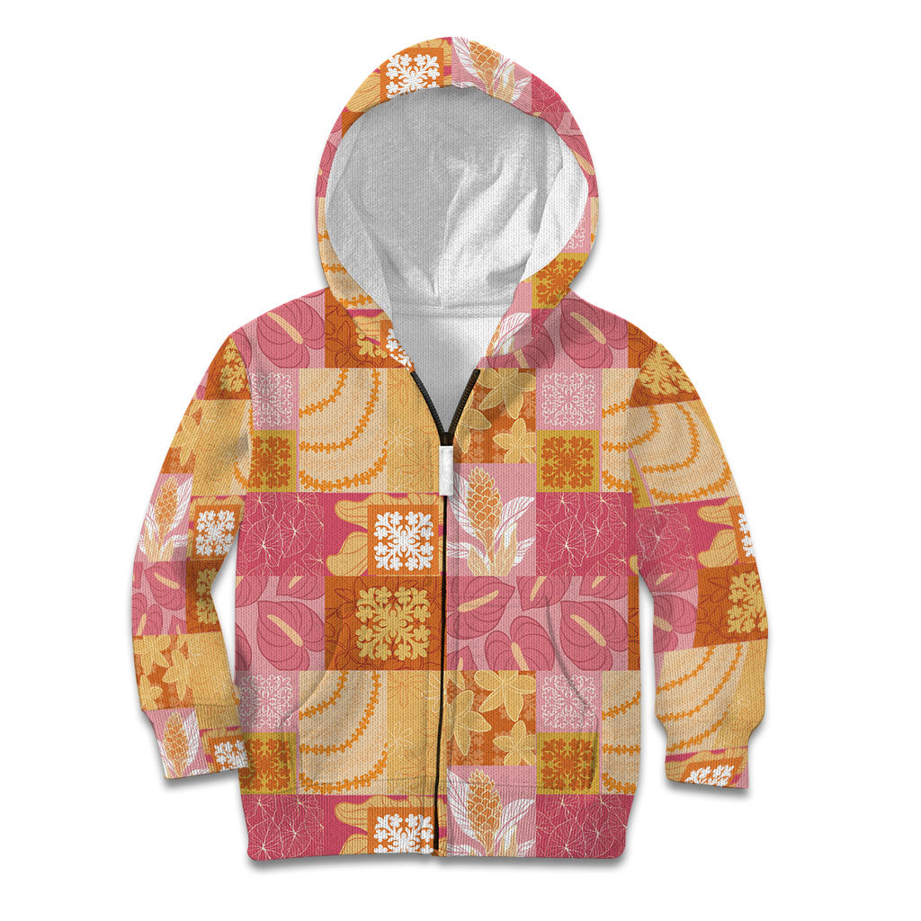 Aloha Hawaii Quilt Floral Patchwork Style Kid Hoodie LT14 Zip Hoodie Multicolor - Polynesian Pride
