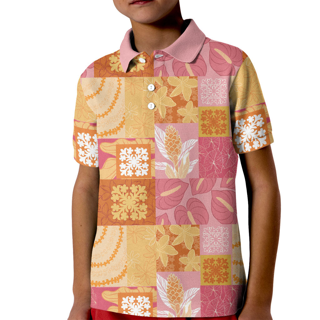 Aloha Hawaii Quilt Floral Patchwork Style Kid Polo Shirt LT14 Kid Multicolor - Polynesian Pride