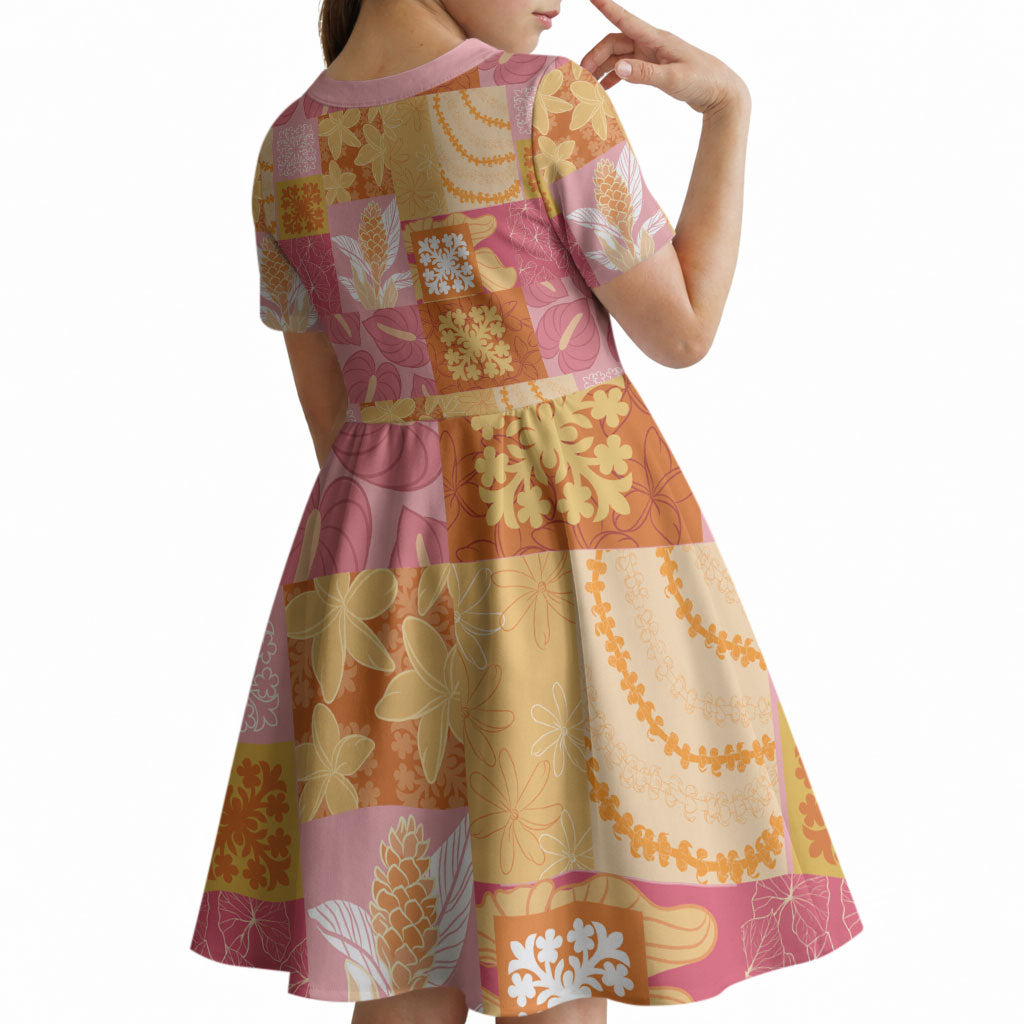 Aloha Hawaii Quilt Floral Patchwork Style Kid Short Sleeve Dress LT14 - Polynesian Pride