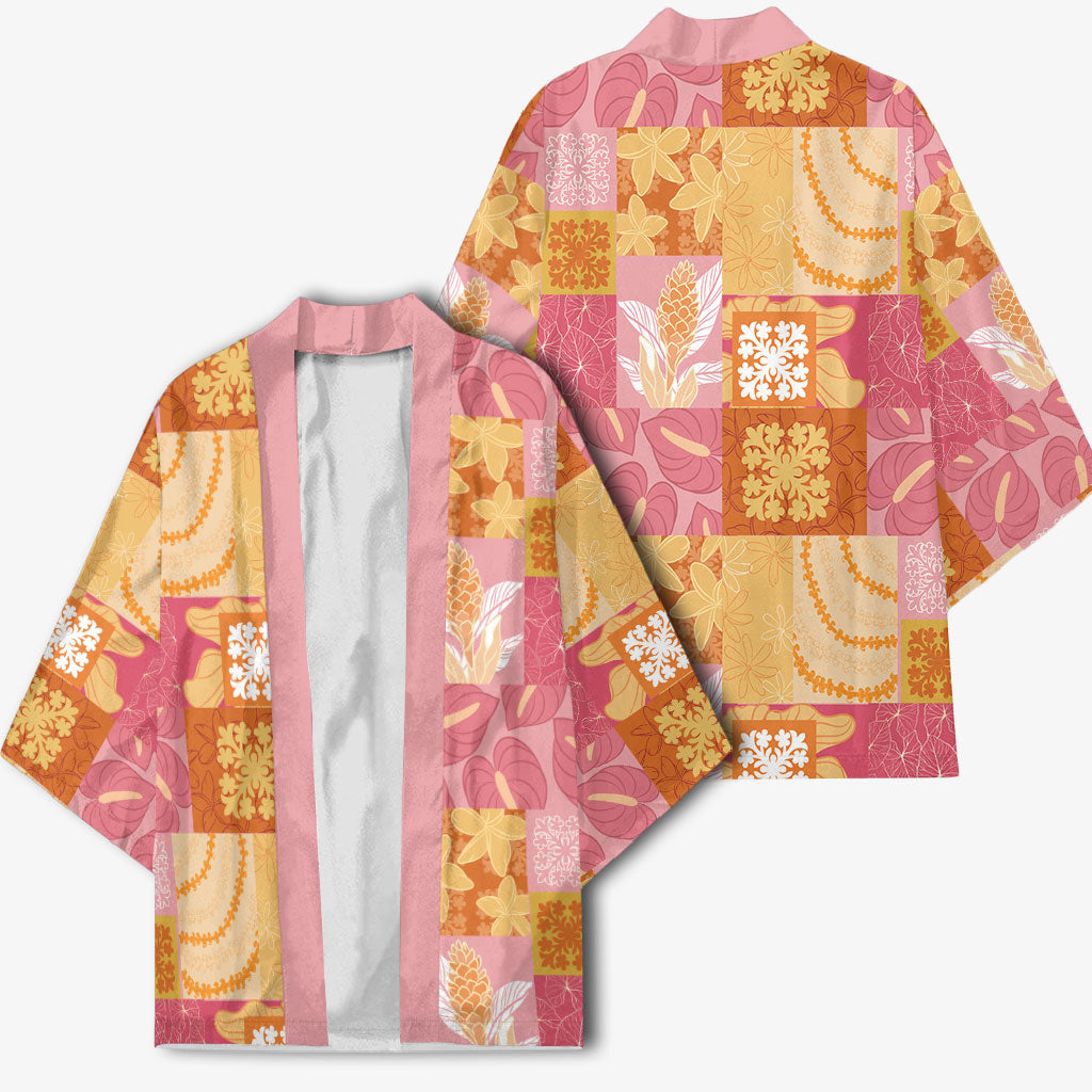 Aloha Hawaii Quilt Floral Patchwork Style Kimono