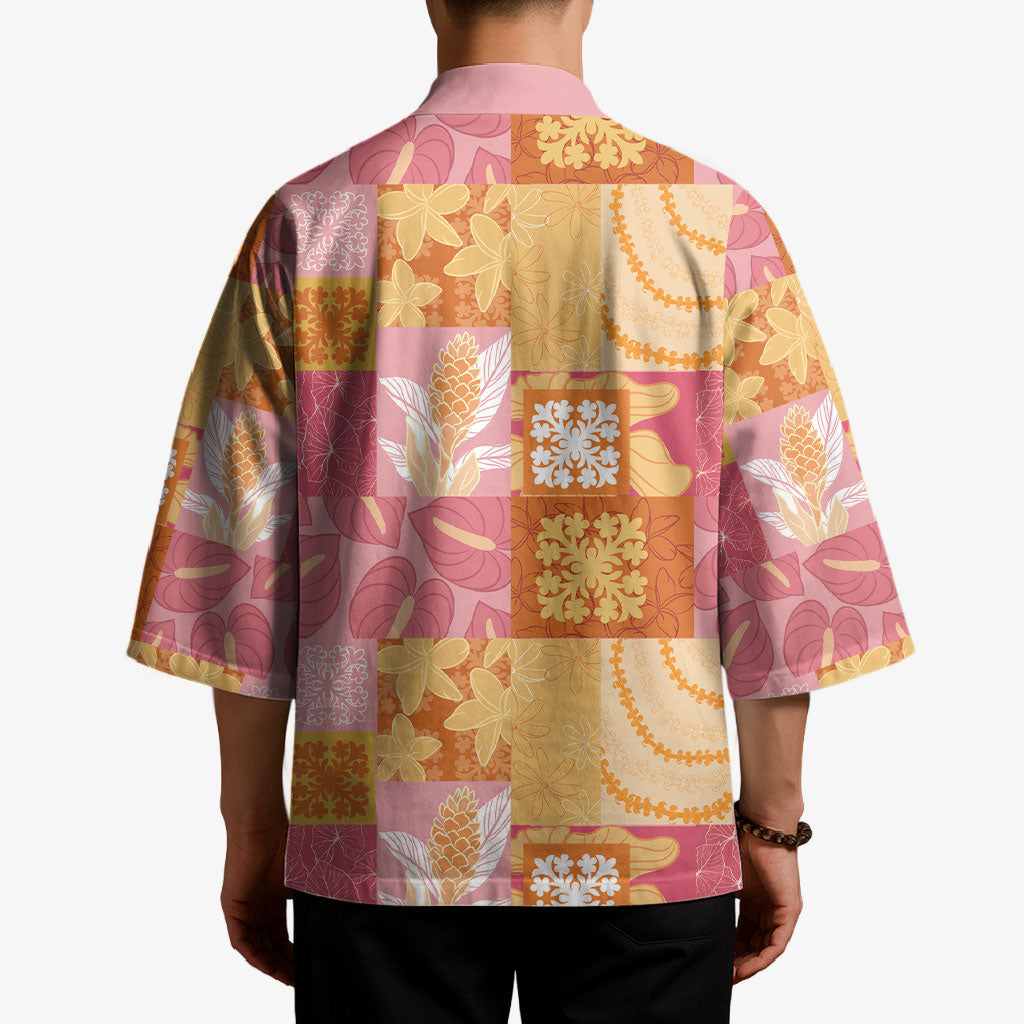Aloha Hawaii Quilt Floral Patchwork Style Kimono