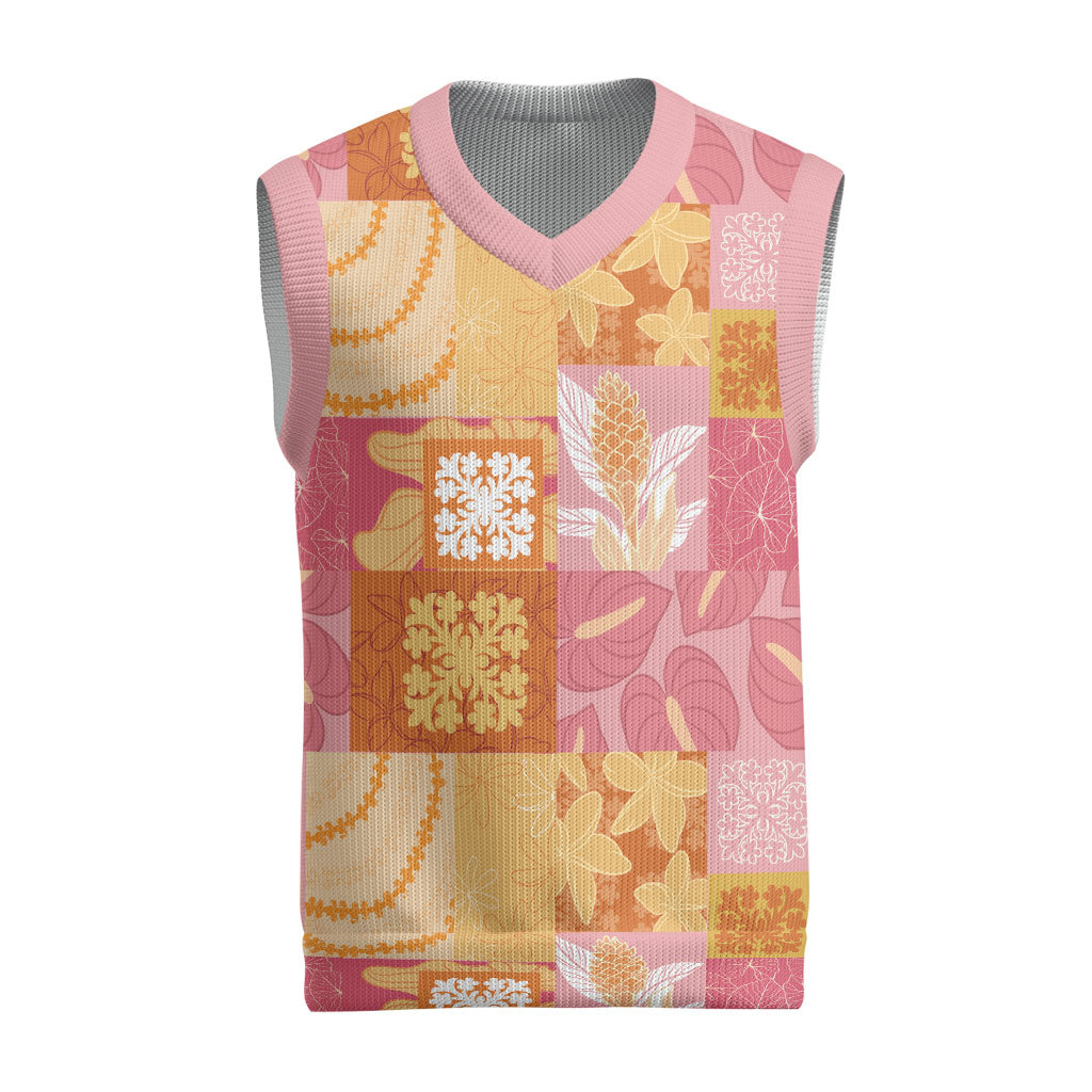 Aloha Hawaii Quilt Floral Patchwork Style Christmas Knitted V-Neck Vest