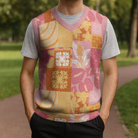 Aloha Hawaii Quilt Floral Patchwork Style Christmas Knitted V-Neck Vest