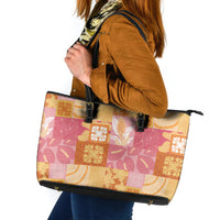 Aloha Hawaii Quilt Floral Patchwork Style Leather Tote Bag