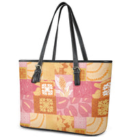 Aloha Hawaii Quilt Floral Patchwork Style Leather Tote Bag