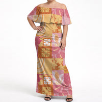Aloha Hawaii Quilt Floral Patchwork Style Off Shoulder Maxi Dress LT14 Women Multicolor - Polynesian Pride