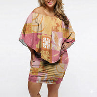 Aloha Hawaii Quilt Floral Patchwork Style Off Shoulder Short Dress LT14 Women Multicolor - Polynesian Pride